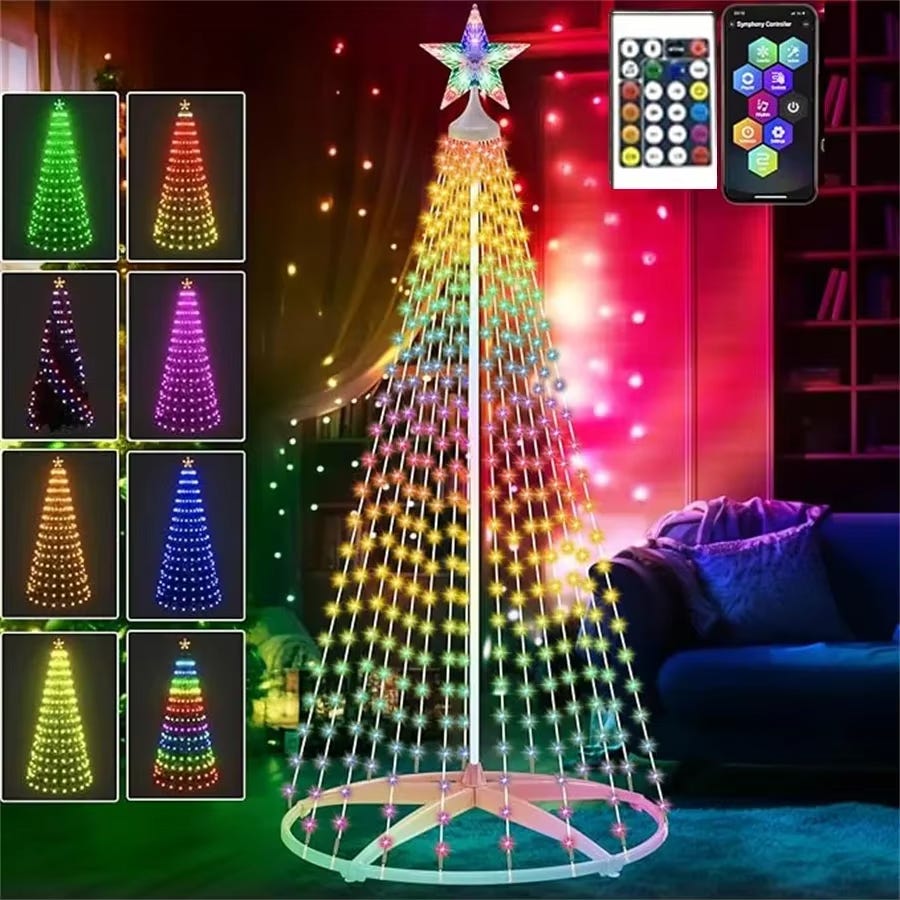 Luci per albero di Natale con stelle, luci per albero di Natale 400LED 2Mx 16 corde con 8 modalità e funzione timer, RGB | Leroy Merlin Luci per albero di Natale con stelle, luci per albero di Natale 400LED 2Mx 16 corde con 8 modalità e funzione timer, RGB | Leroy Merlin
