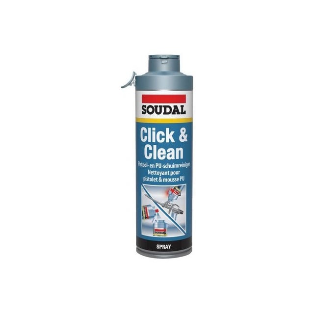 Click & Clean - Nettoyant pistolet et mousse PU - Soudal - 0,5 L - Aérosol