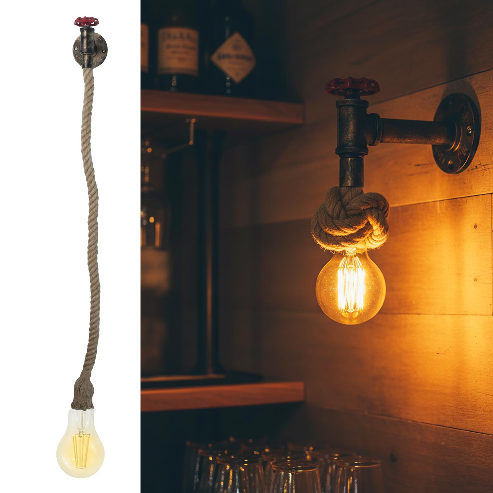 Vieille lampe murale rétro à corde E27 LED fontaine pub dentelle taverne 230V - 5