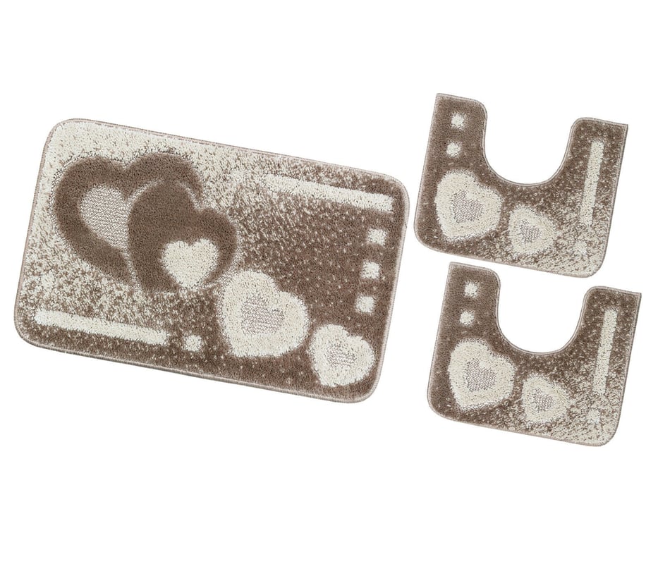 Zestaw 3 Beżowy Kiery Dywaników Shaggy 3D łazienkowych Girowater Miękki Chłonny Antypoślizgowy