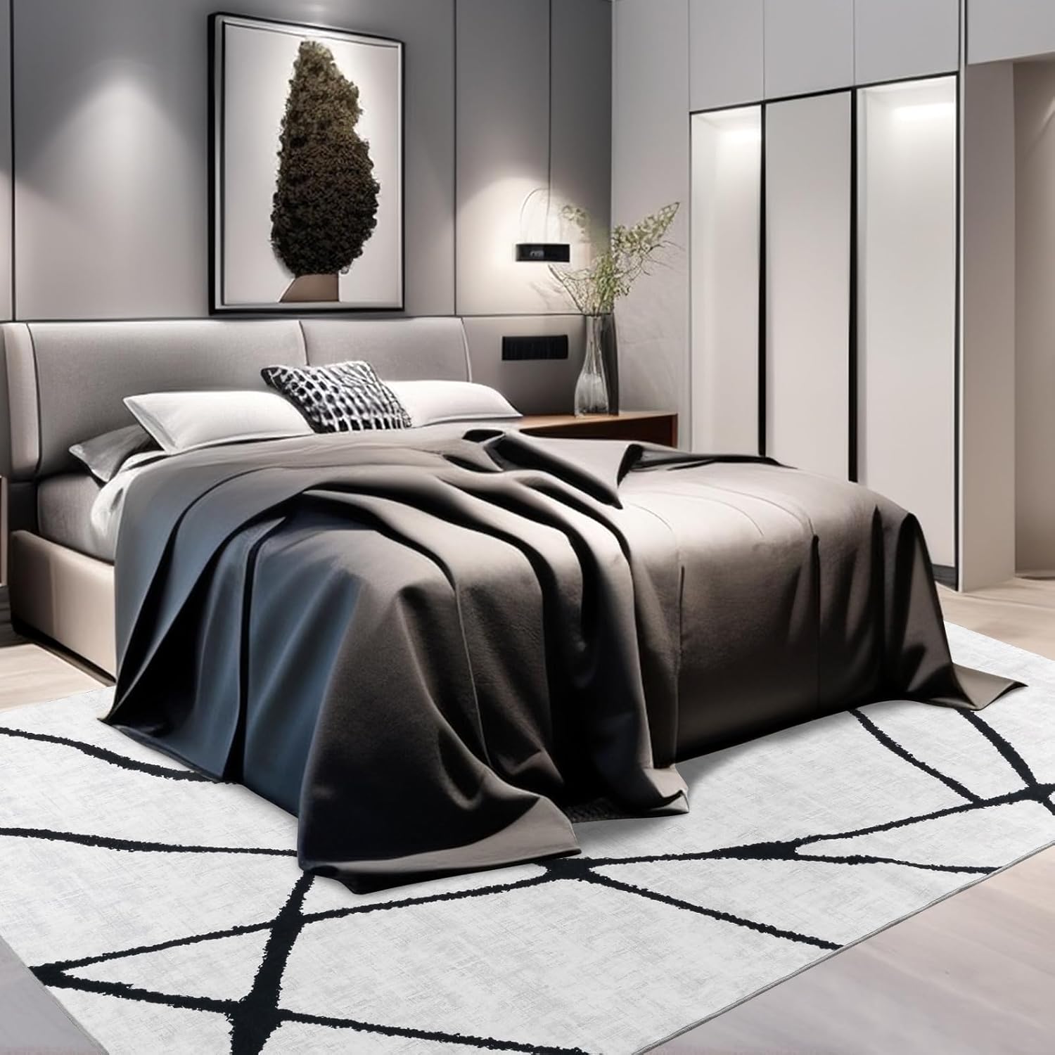 Tapis abstrait 120*160cm - tapis lavable pour salon et chambre, grand tapis moderne antidérapant ultra-fin, décoration d'intérieur - 5