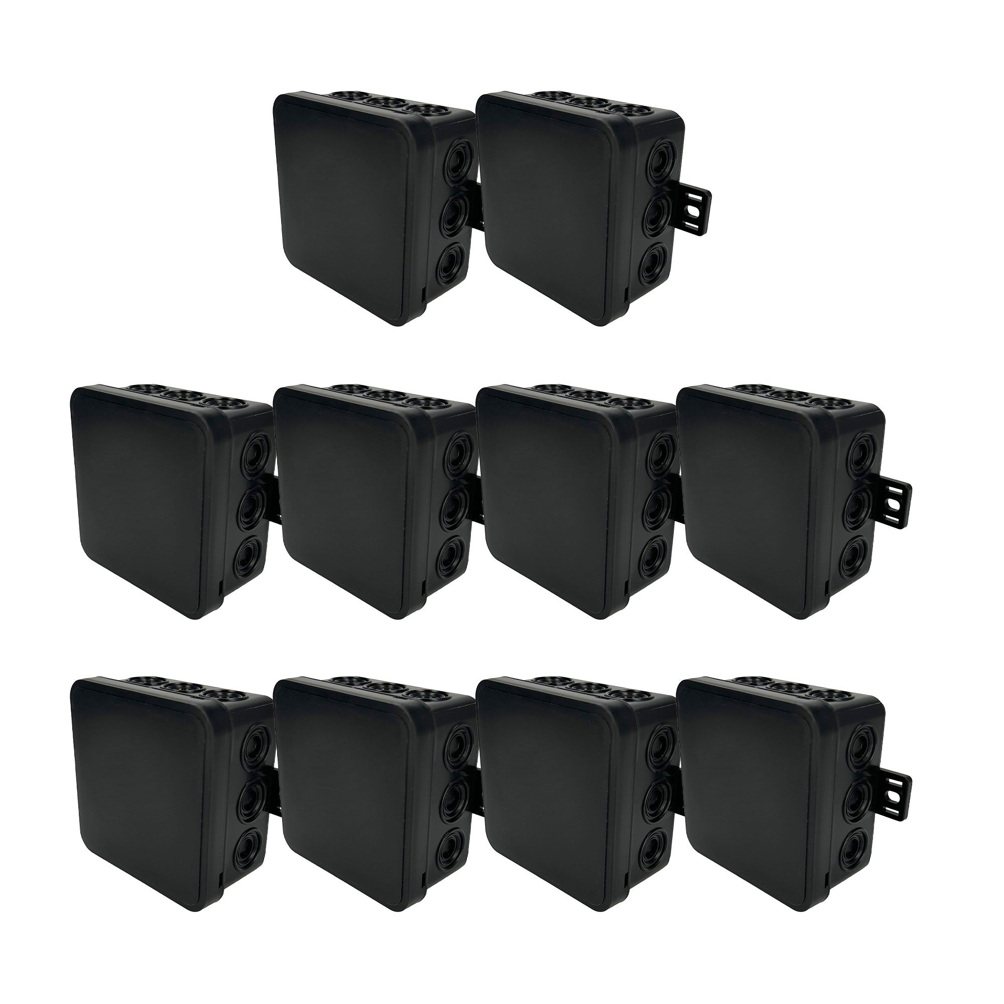Puszka natynkowa hermetyczna elastyczna 85x85x41mm 12-wlotowa, zamknięcie "na klik" IP54 czarna EDO 10szt.