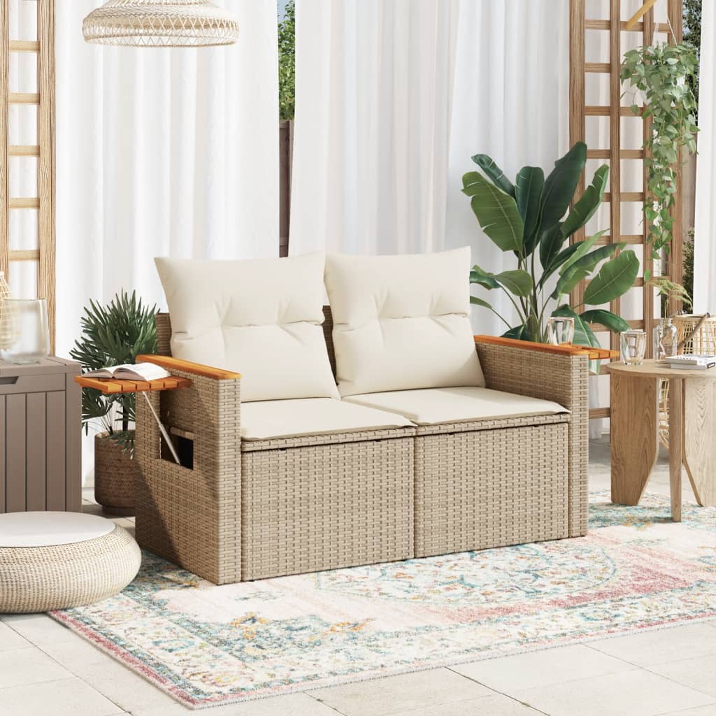 Salon bas de jardin en Rattan synthétique Beige 2 personnes - 4