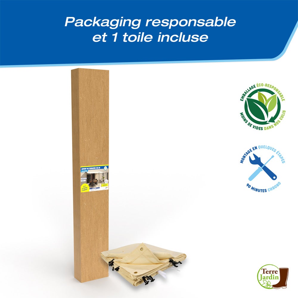 Tonnelle Adossée en fer forgé - Toile Beige, Polyester 160 g/m² - 4 x 3 m - 3