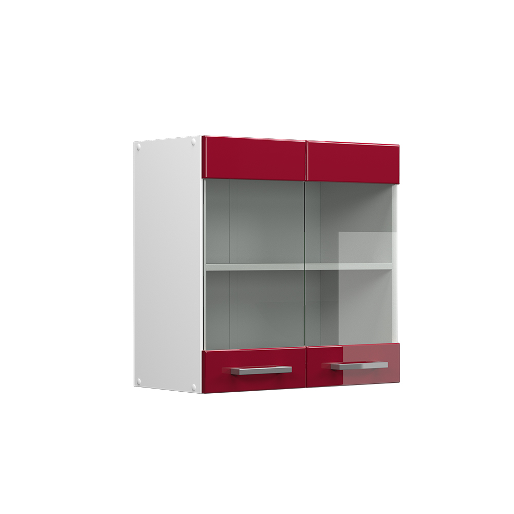 Vicco Szklana szafka kuchenna R-Line, Czerwony połysk, 60 cm