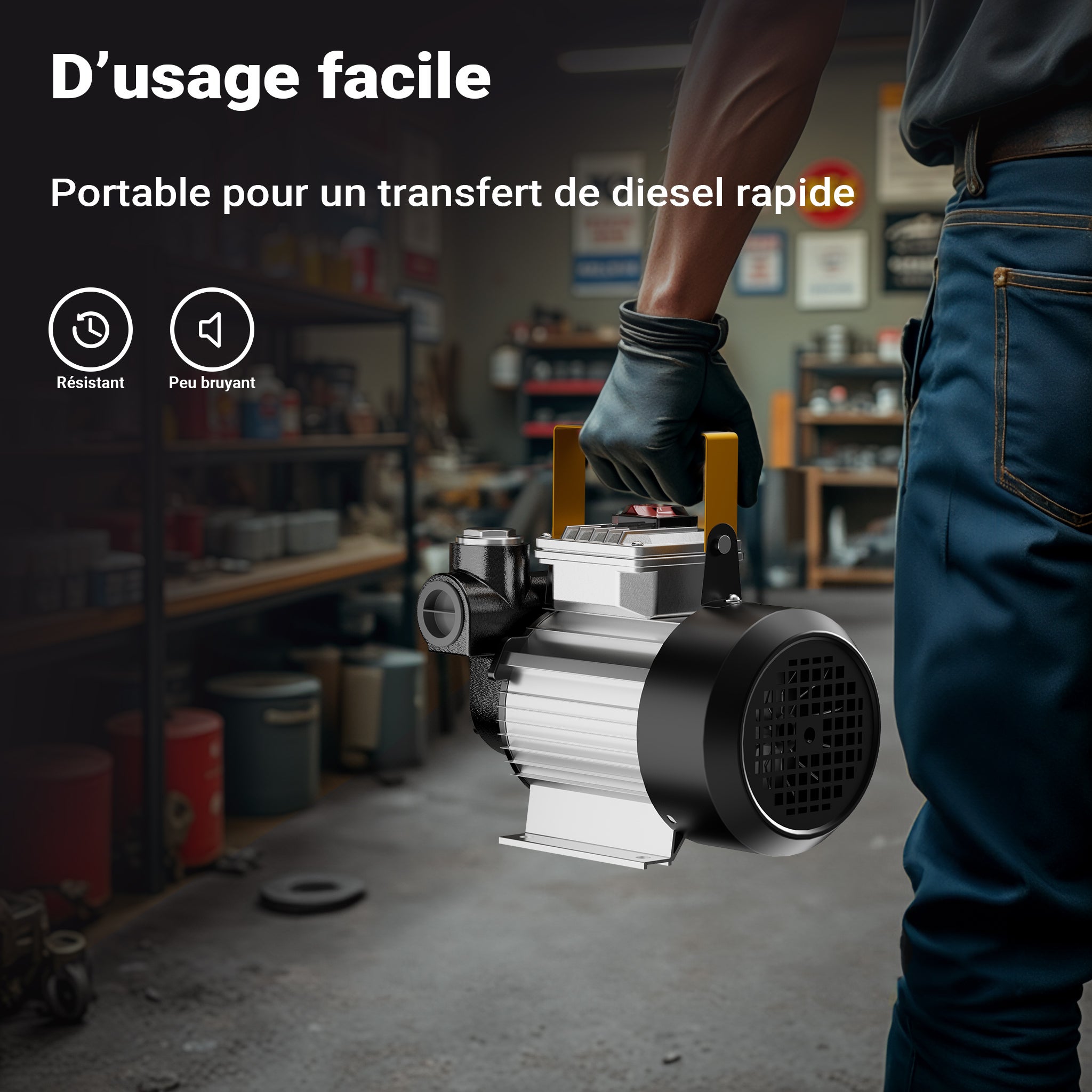 Pompe à Fuel Gasoil bio Autoaspirante – 230 V / 550 W / 20-60 l/min – Hauteur d'aspiration max. 20 m – avec Soupape by-pass, Enroulement… Wiltec - 7