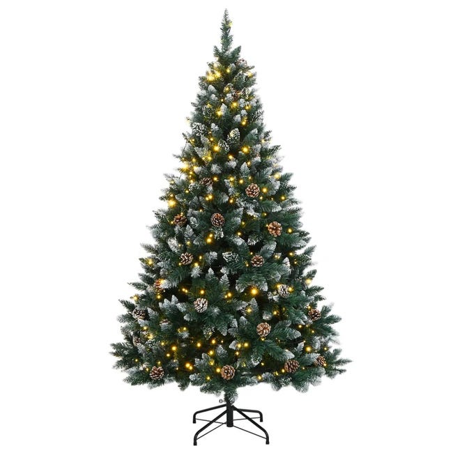 Albero Natale Artificiale 150 Led Palline E Neve Fioccata 150cm Albero Natale Artificiale 150 Led Palline E Neve Fioccata 150cm