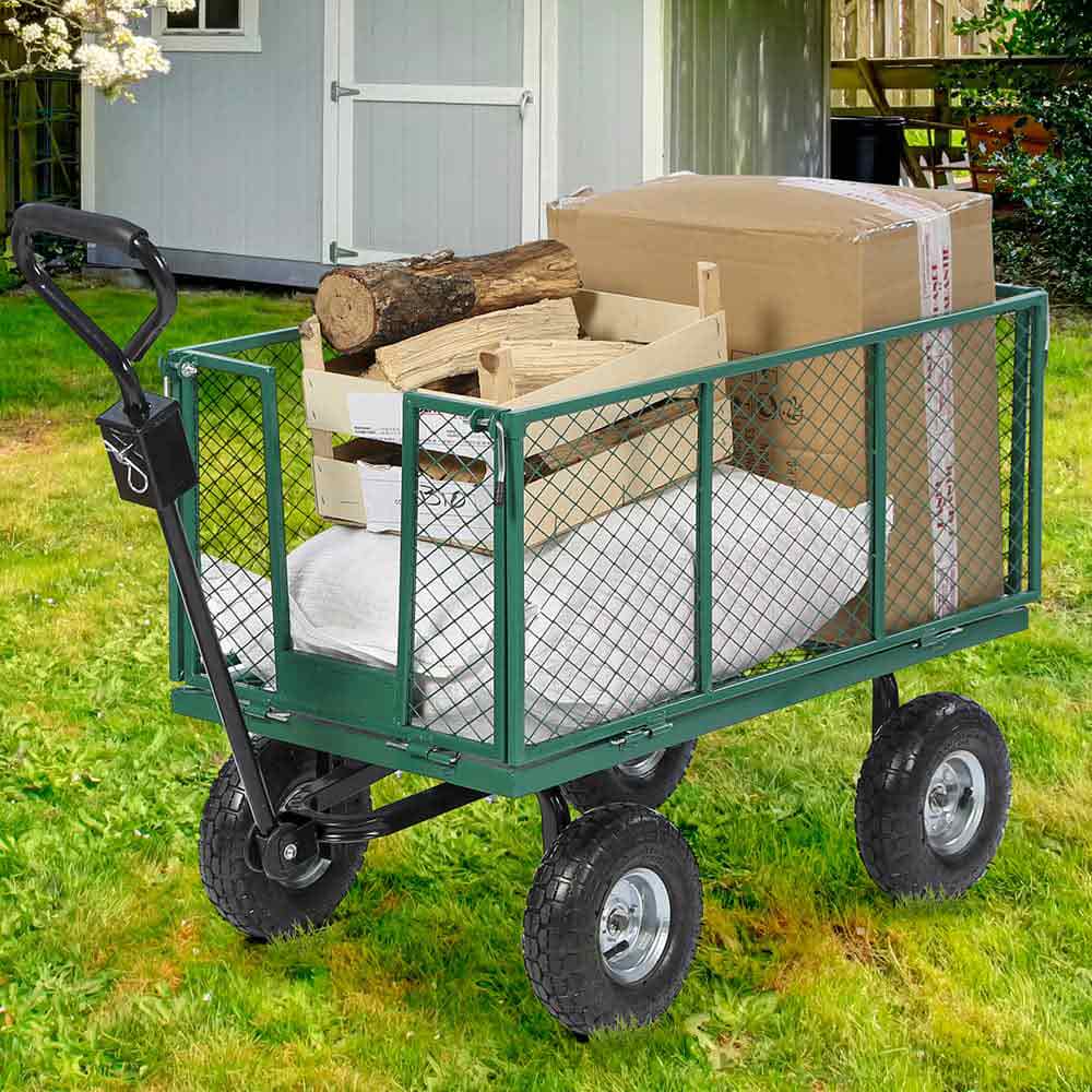 Chariot de Jardin XXL en Métal 300 kg – Remorque de Transport Robuste, Multi-Usage et Facile à Manœuvrer - Idéal pour Bricolage et Jardinage - 5
