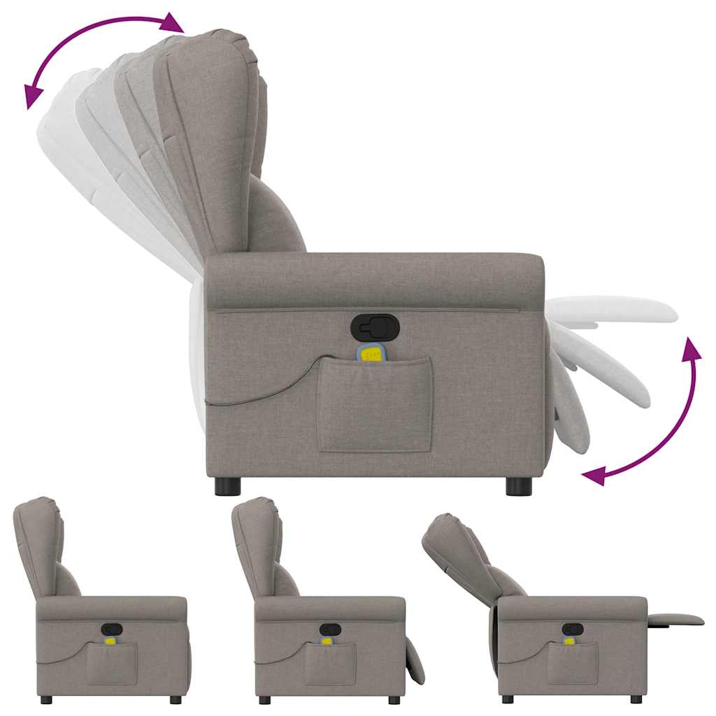 Fauteuil de massage | Fauteuil de relaxation | Chaise de relaxation inclinable Taupe Tissu CFW279994 - 6
