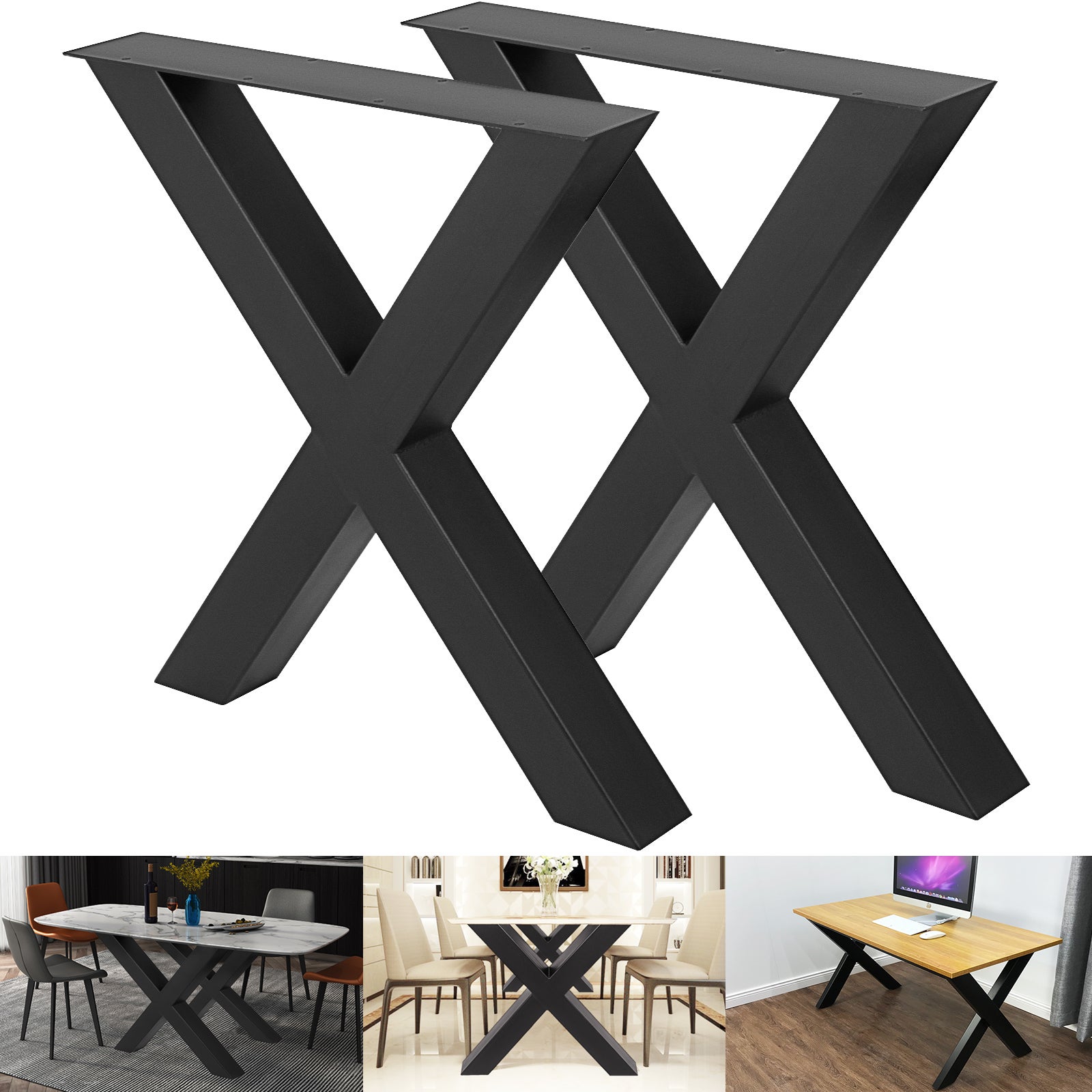 Pieds de Table en Métal VEVOR 2PCS Pied de Table Basse et Table à Manger Industriel de Charge Maximal 1000 kg de Jambes en Croix Forme de X,720x790mm - 8
