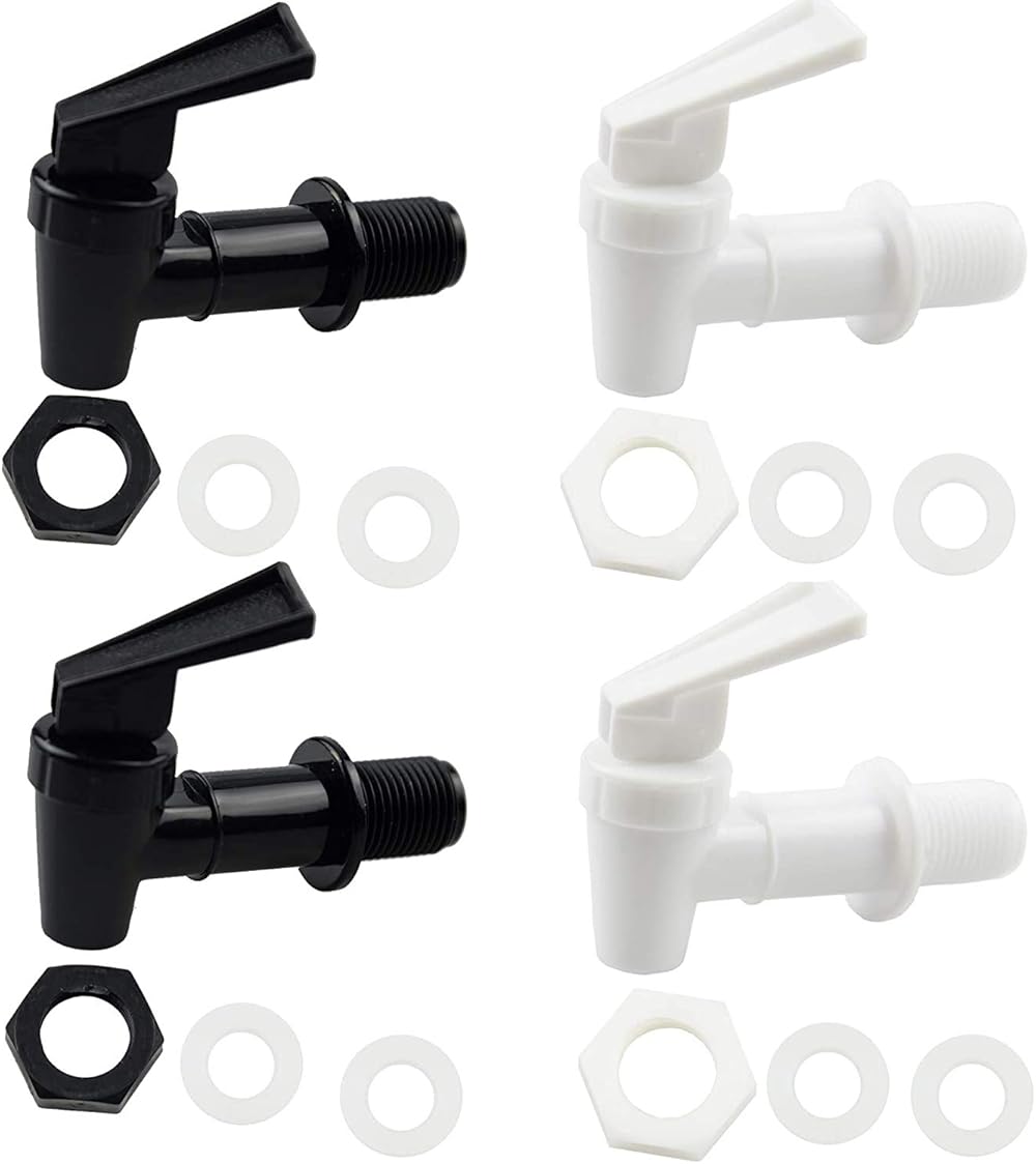 Czarno-biały plastikowy kran, kran beczkowy, dozownik napojów, do fermentacji wina, piwa, soków owocowych i innych napojów, wylewka wielokrotnego uży