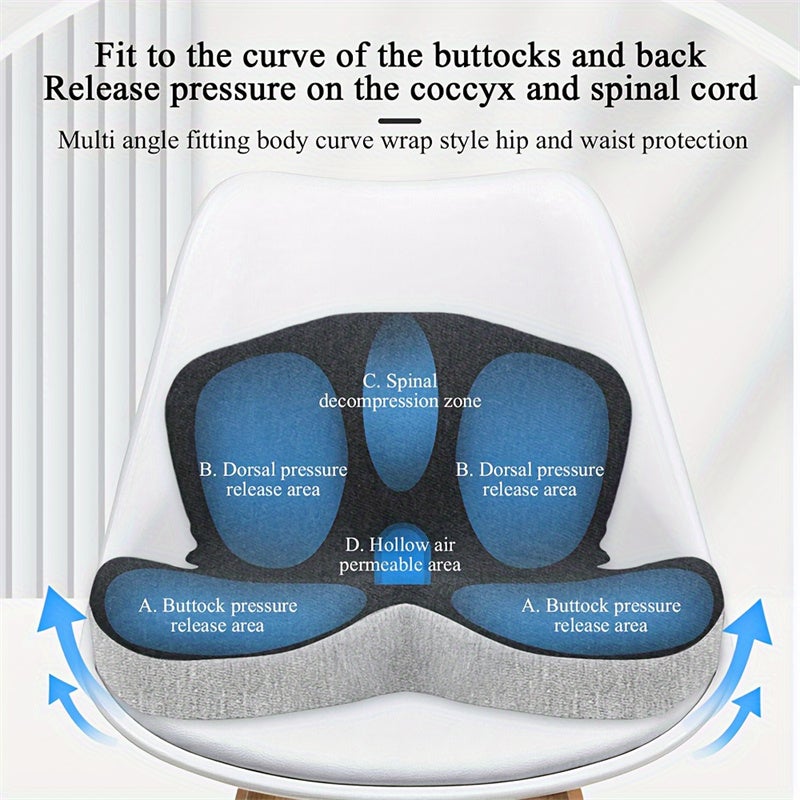 Cojín ergonómico de espuma viscoelástica para asiento, soporte lumbar y respaldo contorneado, para silla de oficina y coche. - 5