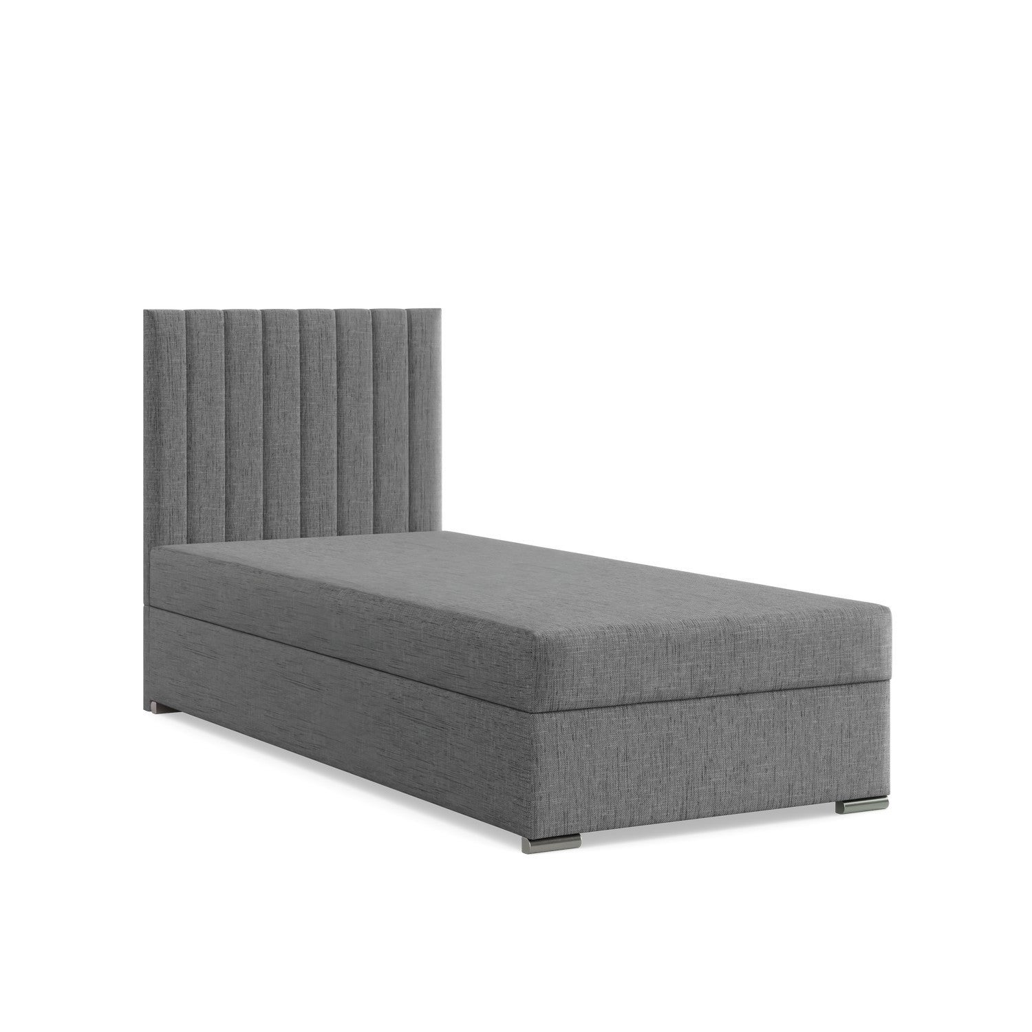 MEBLIGO Lit continental avec tête de lit 90x200 cm AGEN avec coffre de rangement GRIS