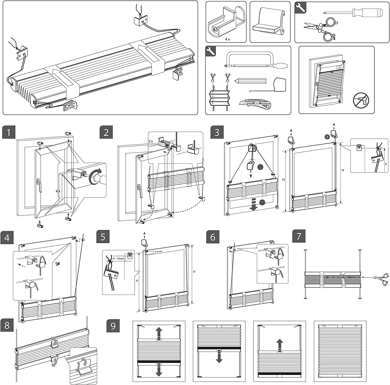 WOLTU Stores plissés, Installation Rapide et Directement sans perçage, 75x130cm Blanc - 3