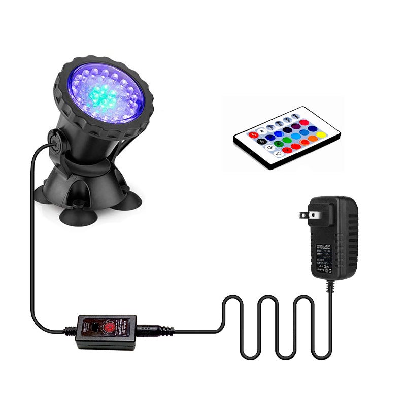Oświetlenie basenu – Wodoodporny, zanurzalny projektor LED IP68 z regulowanym oświetleniem RGB do ogrodów i basenów, oddzielny pilot
