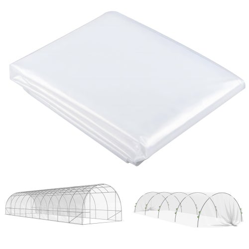 Pellicola a griglia 4,0 x 5,0 m Stabile Tela da 250 g/m² con Bordo per Unghie, Trasparente e antistrappo per coperture a Lungo Termine, Resistente