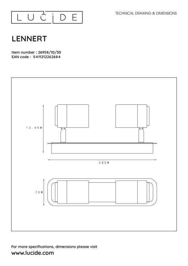 LENNERT-Spot/Plafonnier salle de bain 2 lumières L28cm - - 7