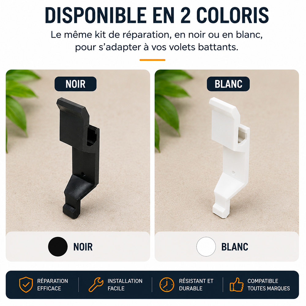 Support pour poignée d'espagnolette 2 vantaux - Spécial volets battants - Noir - 3