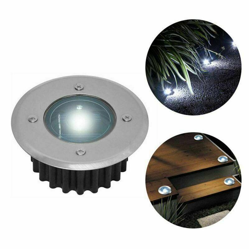 Lot de 10 lampes solaires LED pour sol, éclairage extérieur, lampadaire, éclairage souterrain, étanche IP65 (blanc froid, rond) - 8