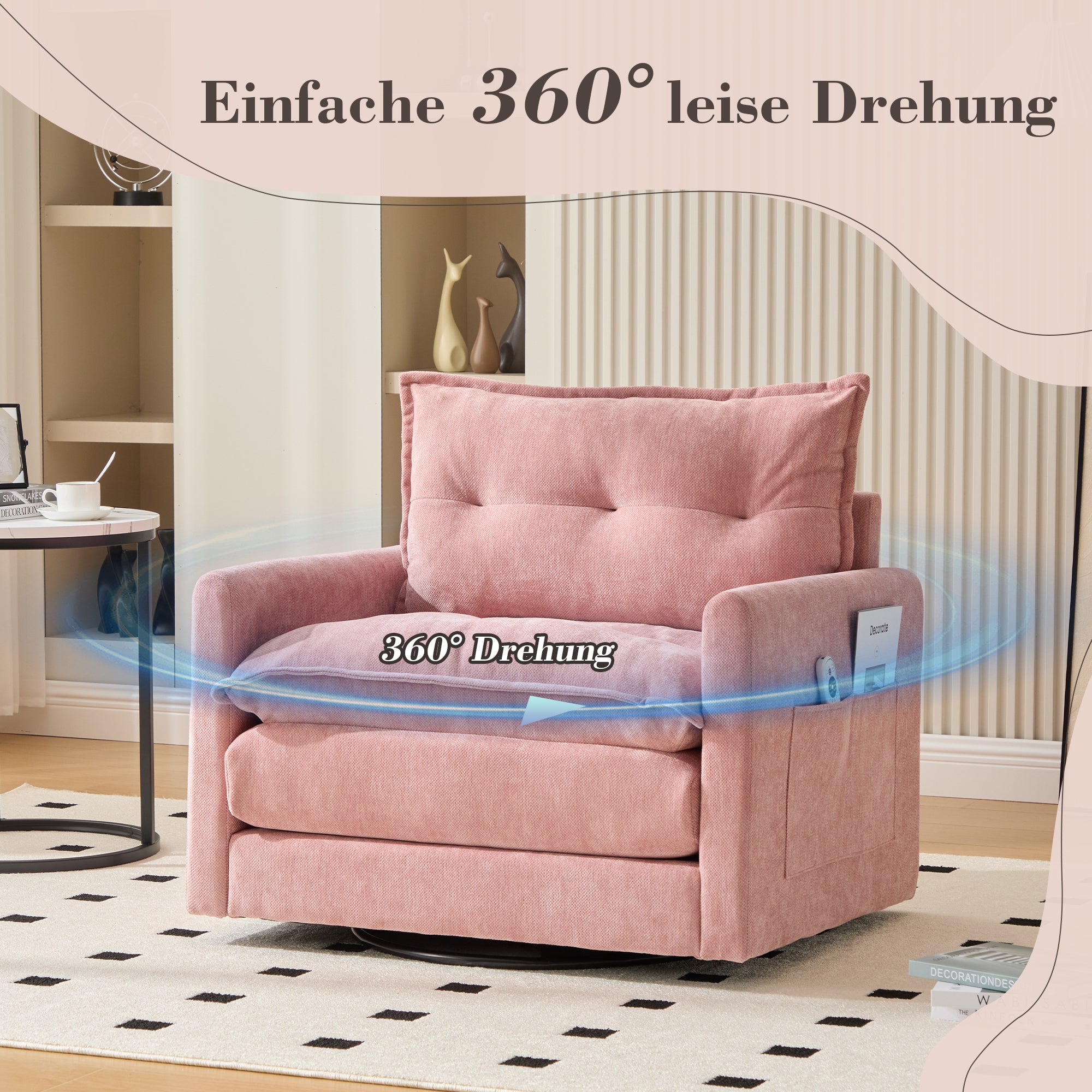 Grande Poltroncina Moderna Poltrona Lounge Giratória 360° Com