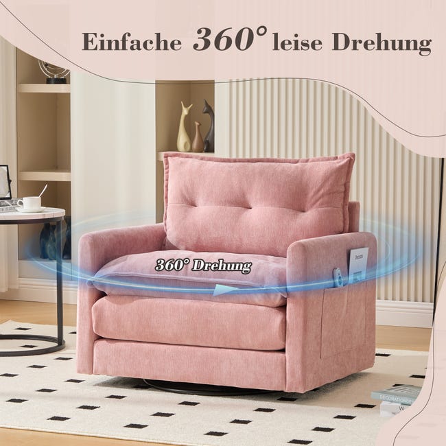 Grande Poltroncina Moderna Poltrona Lounge Giratória 360° Com