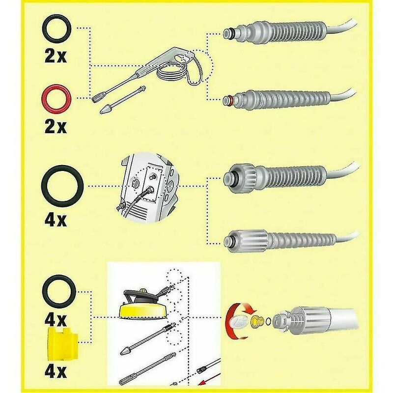 20 sztuk zestawu uszczelek Karcher K2 K3 K4 K5 K6 K7, uszczelka ortycna, uszczelka 2.640-729.0 - 4
