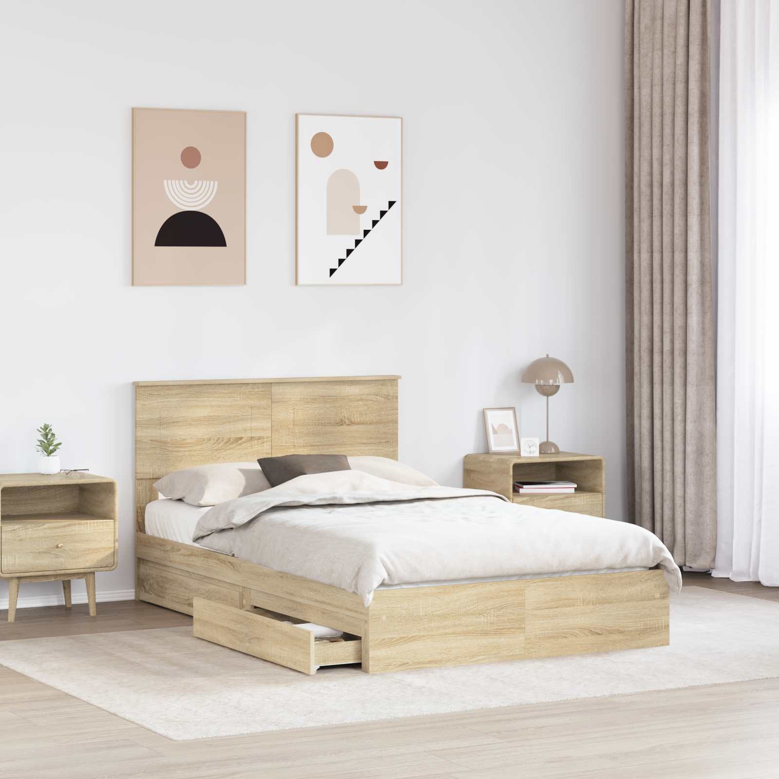 Lit de Rangement Chêne 120 x 200 cm Bois d'ingénierie - 3