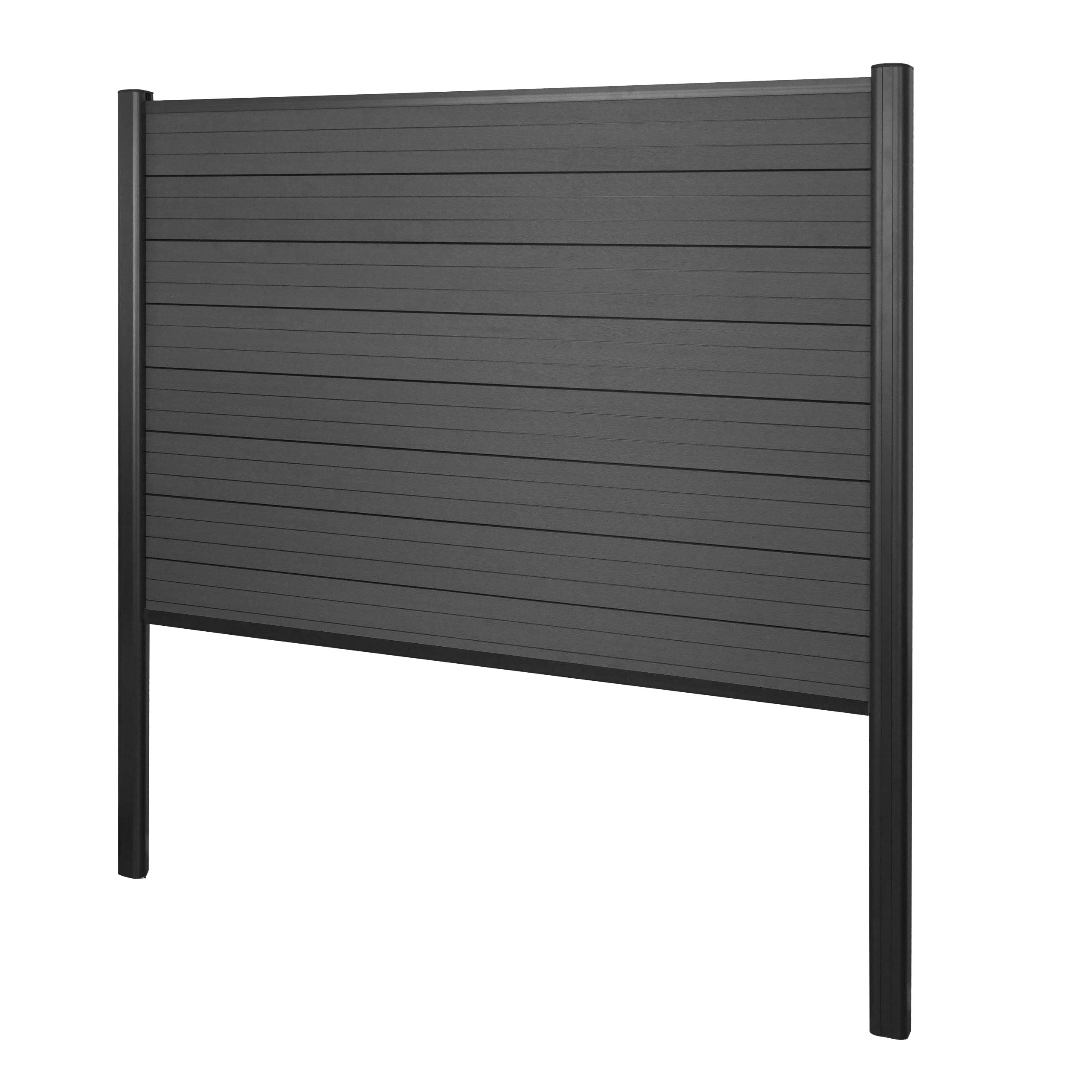Parawan WPC Sarthe, wiatrochron ogrodzeniowy, słupek aluminiowy do zabetonowania ~ element podstawy, 190 cm antracytowy
