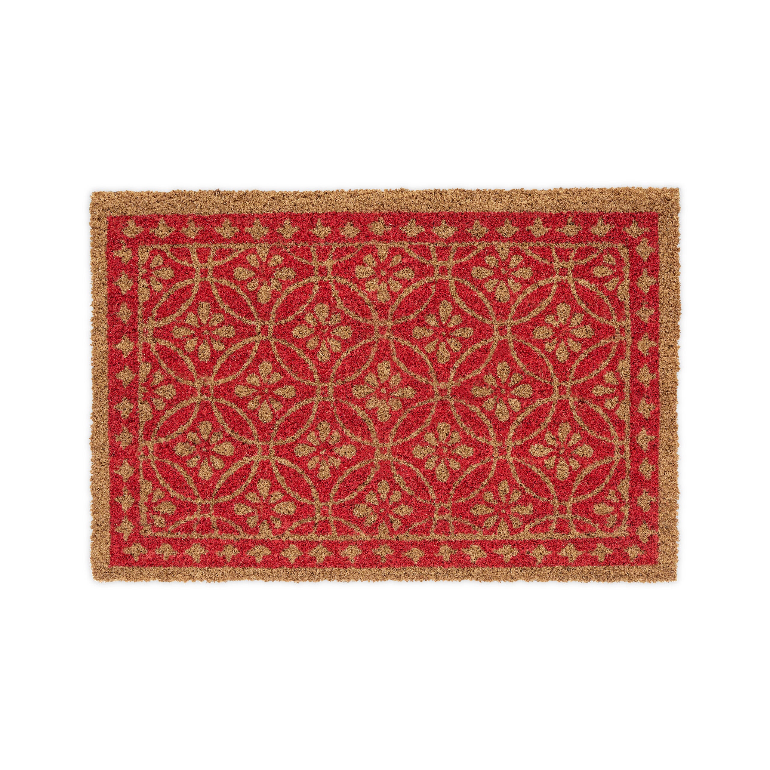 Relaxdays felpudo entrada casa, coco, diseño floreado, 60 x 40 cm, antideslizante, interior y exterior, multicolor