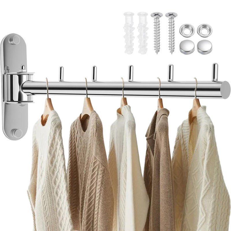 Wieszak na Ubrania Montowany na Ścianie, Suszarka do Ubrań, Wieszak Ścienny, Składana Suszarka Ścienna, Wieszak na Ubrania ze Stali Nierdzewnej