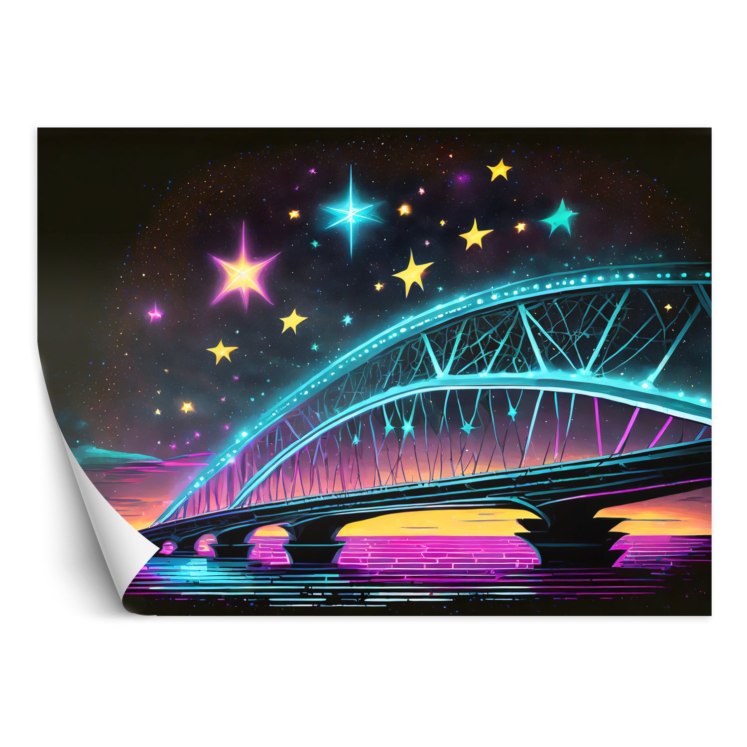 Fototapeta, Neonowa architektura mostu 450x315