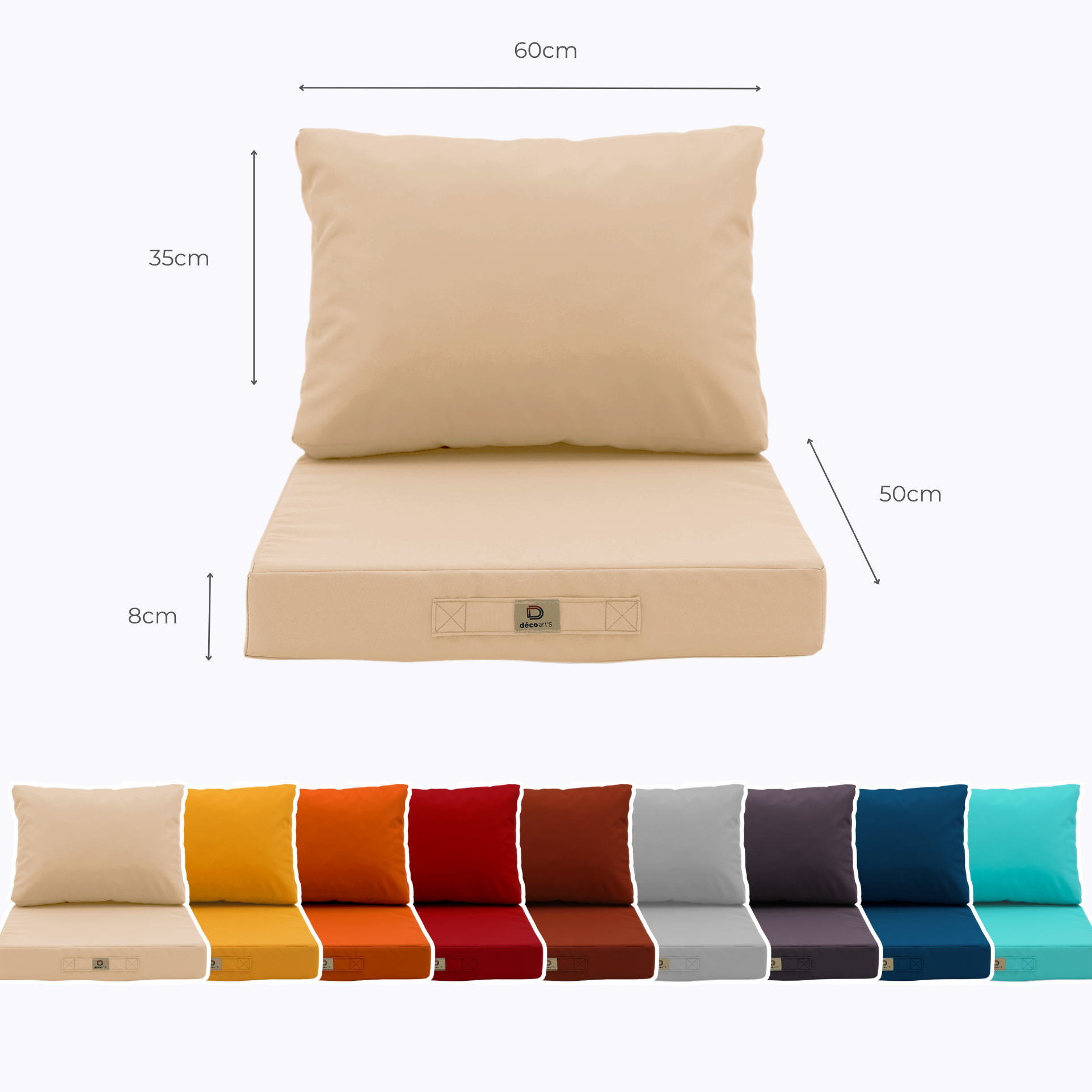 Coussins pour salon de jardin déhoussable 50x60cm Beige - 5