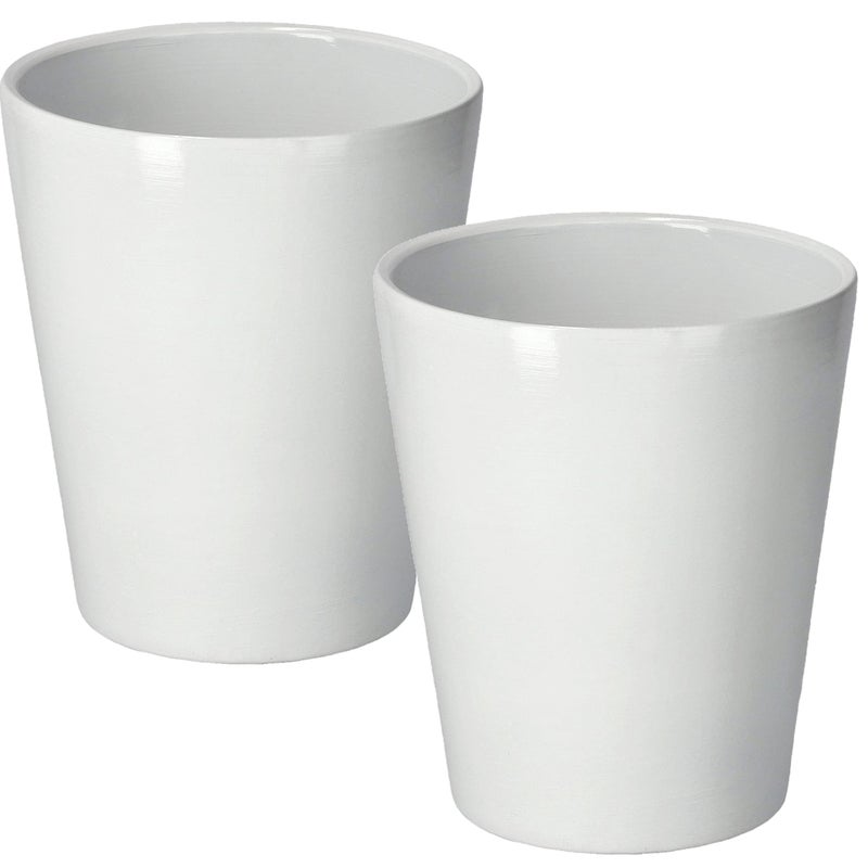 Doniczka osłonka ceramiczna na kwiaty 12 cm biała - 2 szt. - KOTARBAU