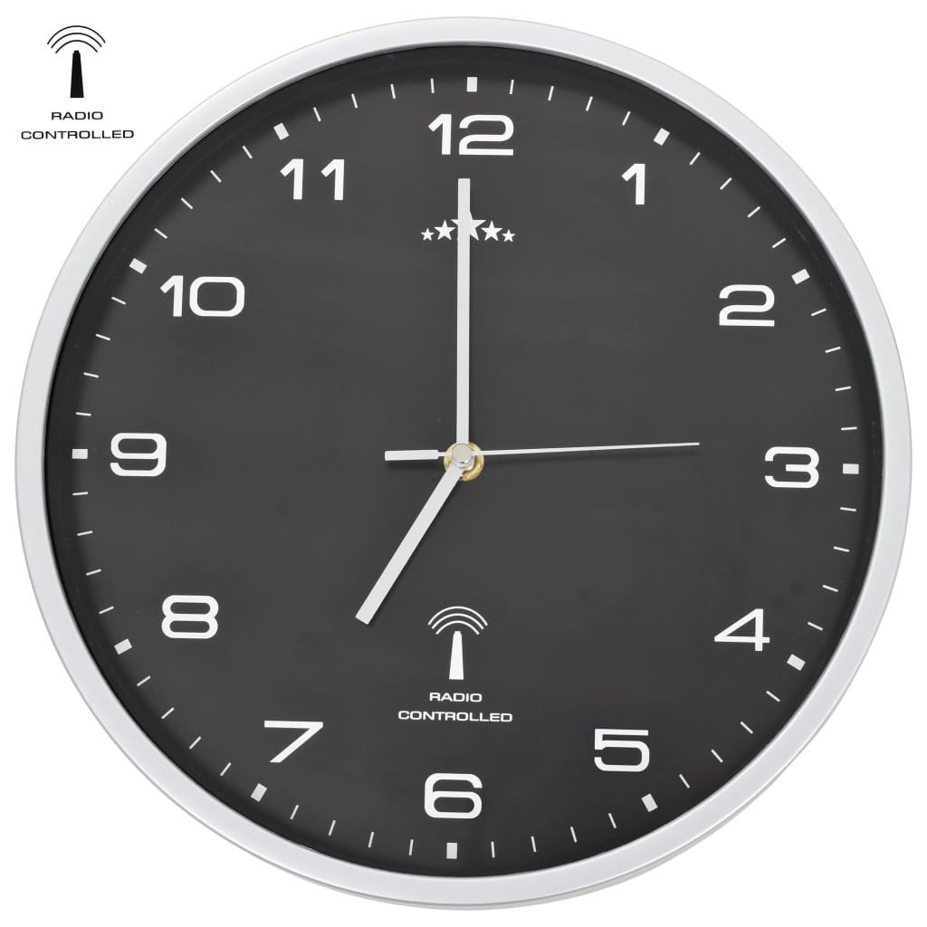 Horloge Murale Radioguid E Avec Mouvement Quartz Cm Noir Leroy Merlin