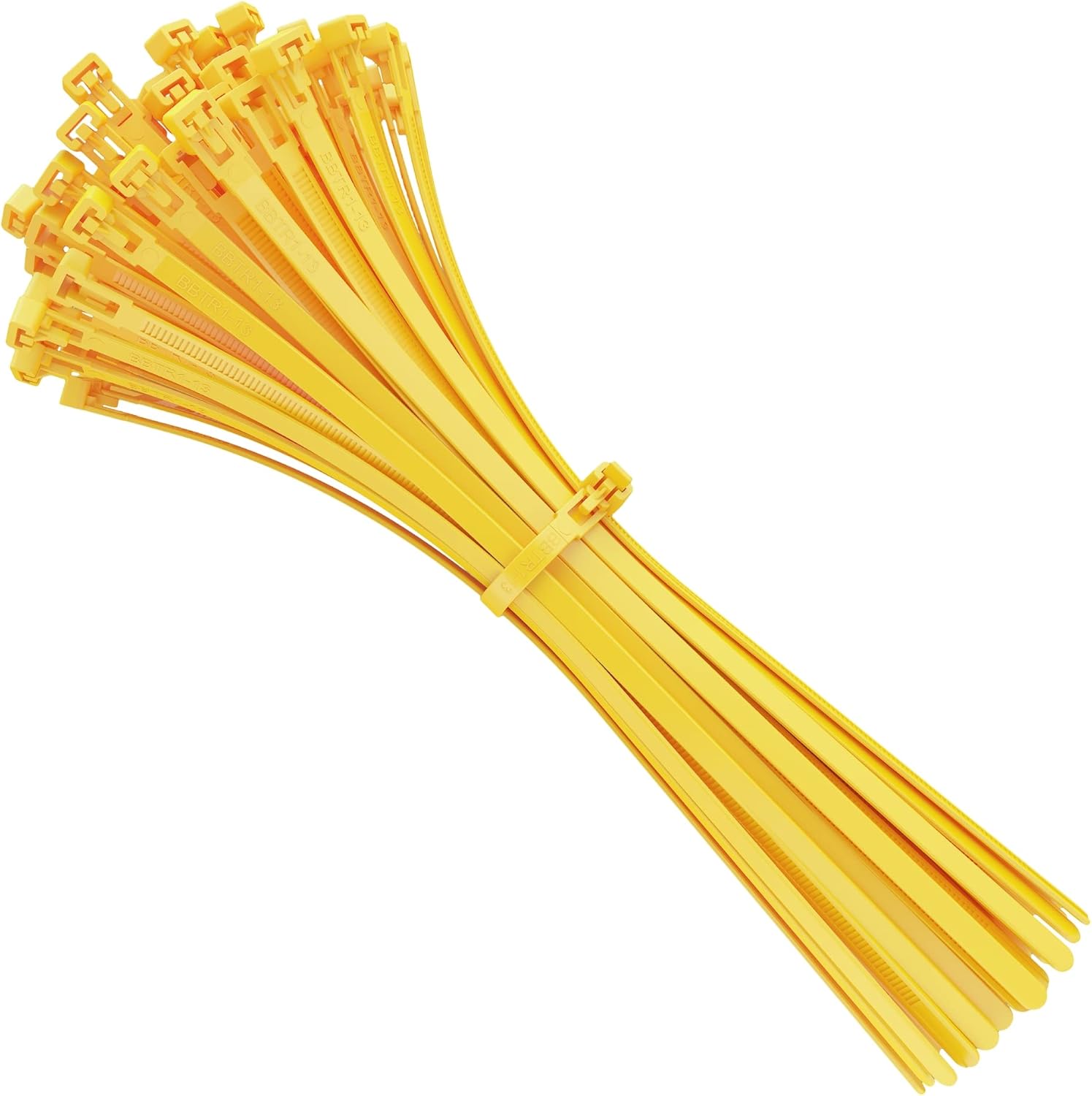 Opaski zaciskowe plastikowe wielokrotnego użytku, 350 mm x 7,5 mm, opaski zaciskowe nylonowe, żółte, opakowanie 100 szt.