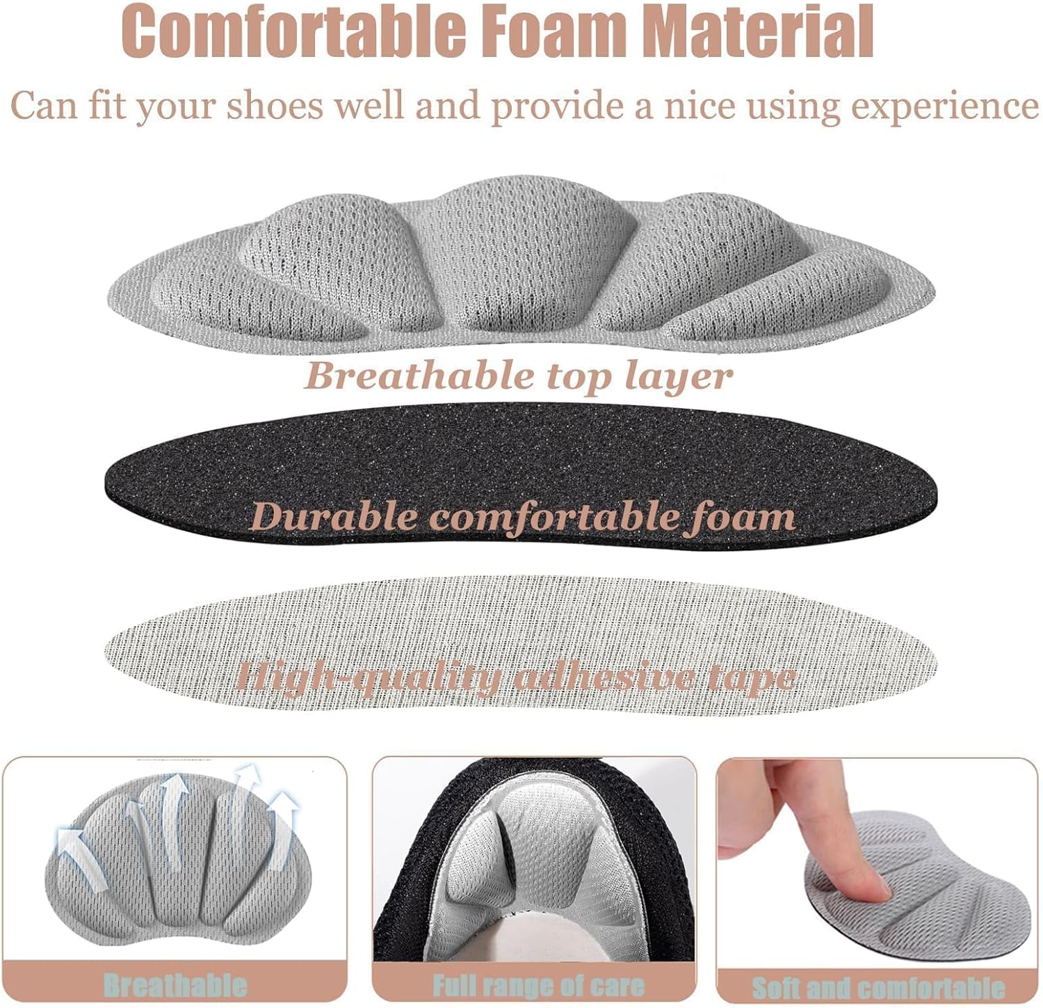 Lot de 6 protège-talons, semelles de protection pour chaussures homme et femme, pour l'arrière du talon - 2