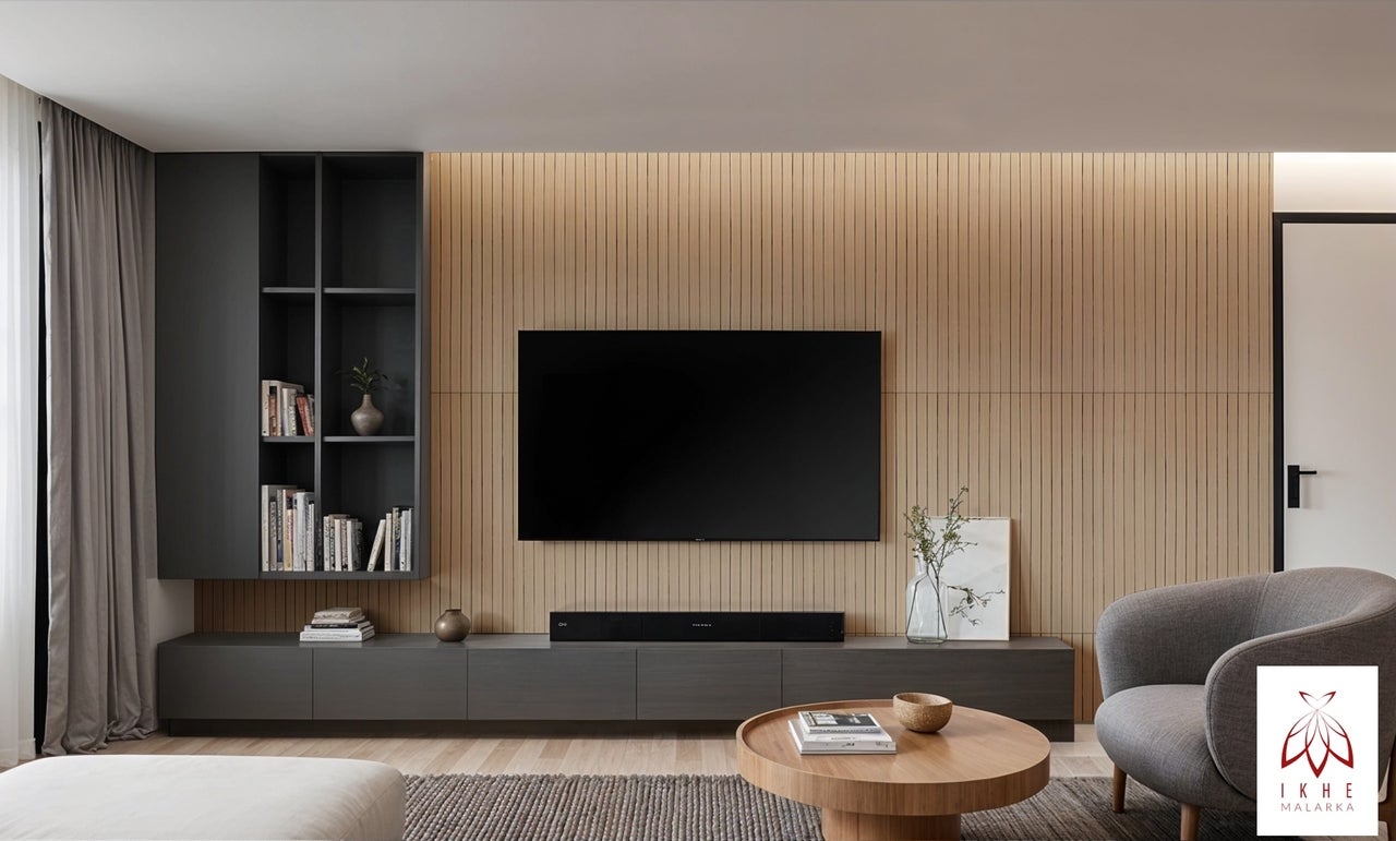 Panneau mural lamelles 100×60 cm – IMITATION lamelles bois en PVC + PE, 2,8 mm, auto-adhésif, finition bois marron, intérieur L02 - 2