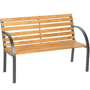 TÄRNÖ panca da giardino, pieghevole nero/mordente marrone chiaro