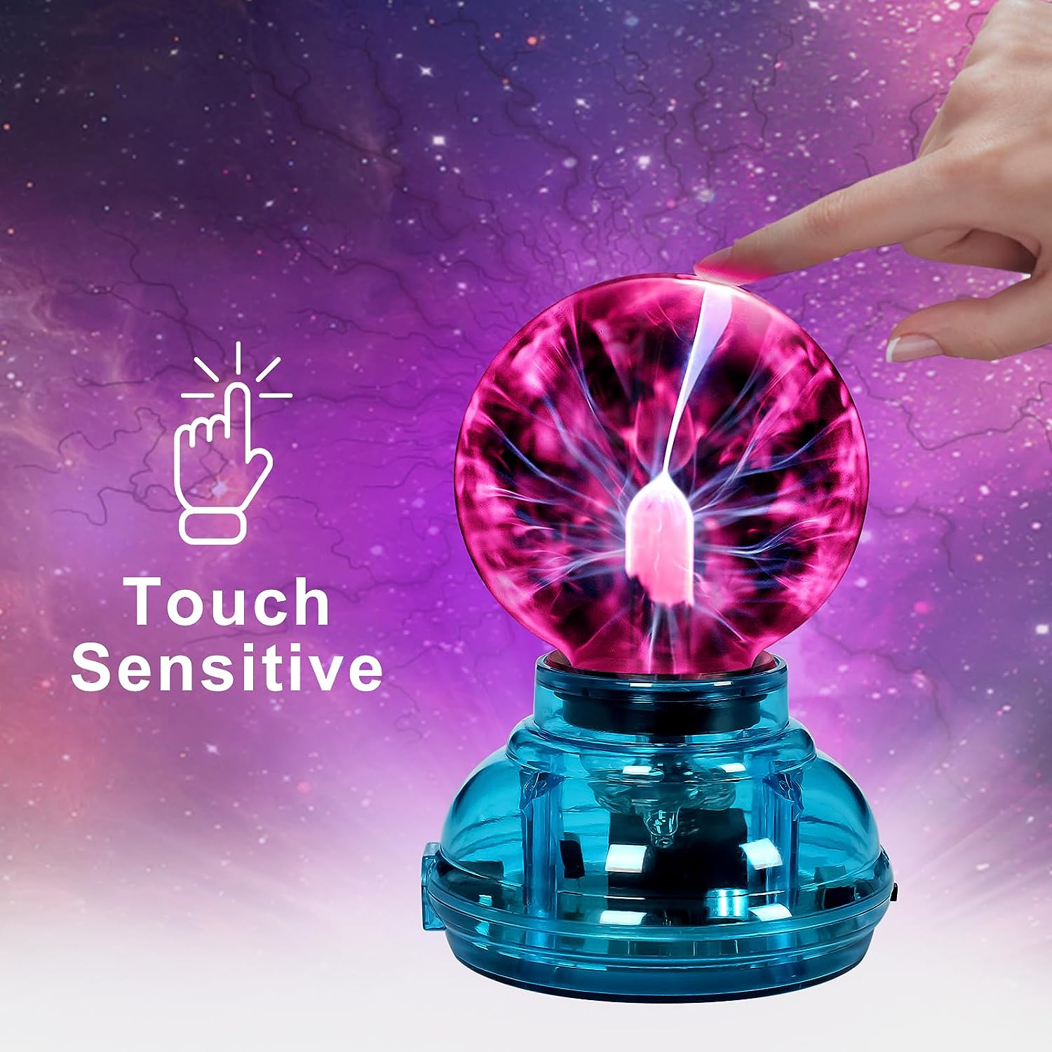 Lampada Al Plasma 3 Pollici – Globo Sensibile Al Tocco Con Fulmini – USB/Batteria – Effetto Nebulosa E Ionizzatore D'Aria