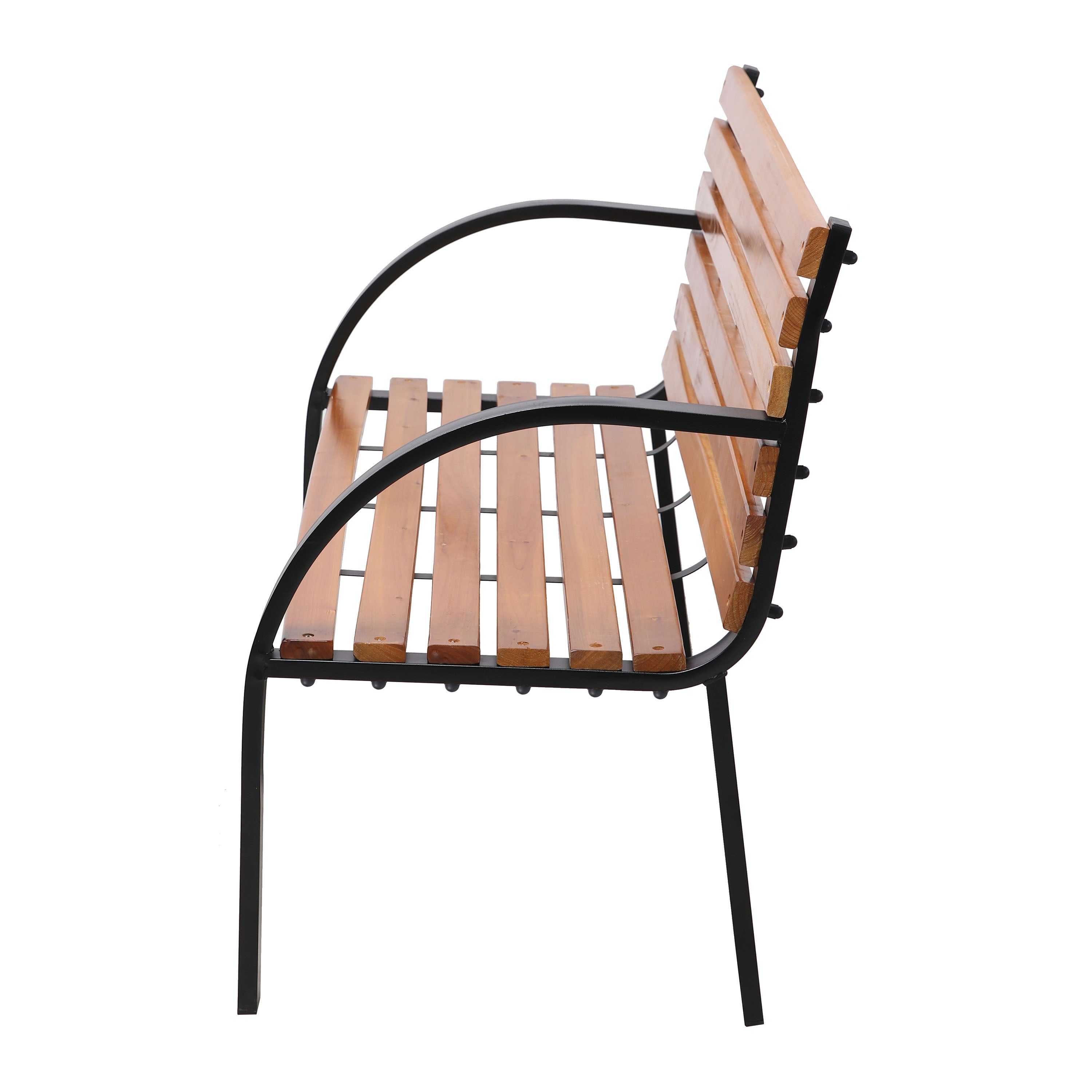 AXI Otis Banc de Jardin Bois - 122x60x83 cm - Structure Acier Noir Mat - Bois de Cèdre - 2 Places - Extérieur ou Intérieur - Banquette Extérieur - 7
