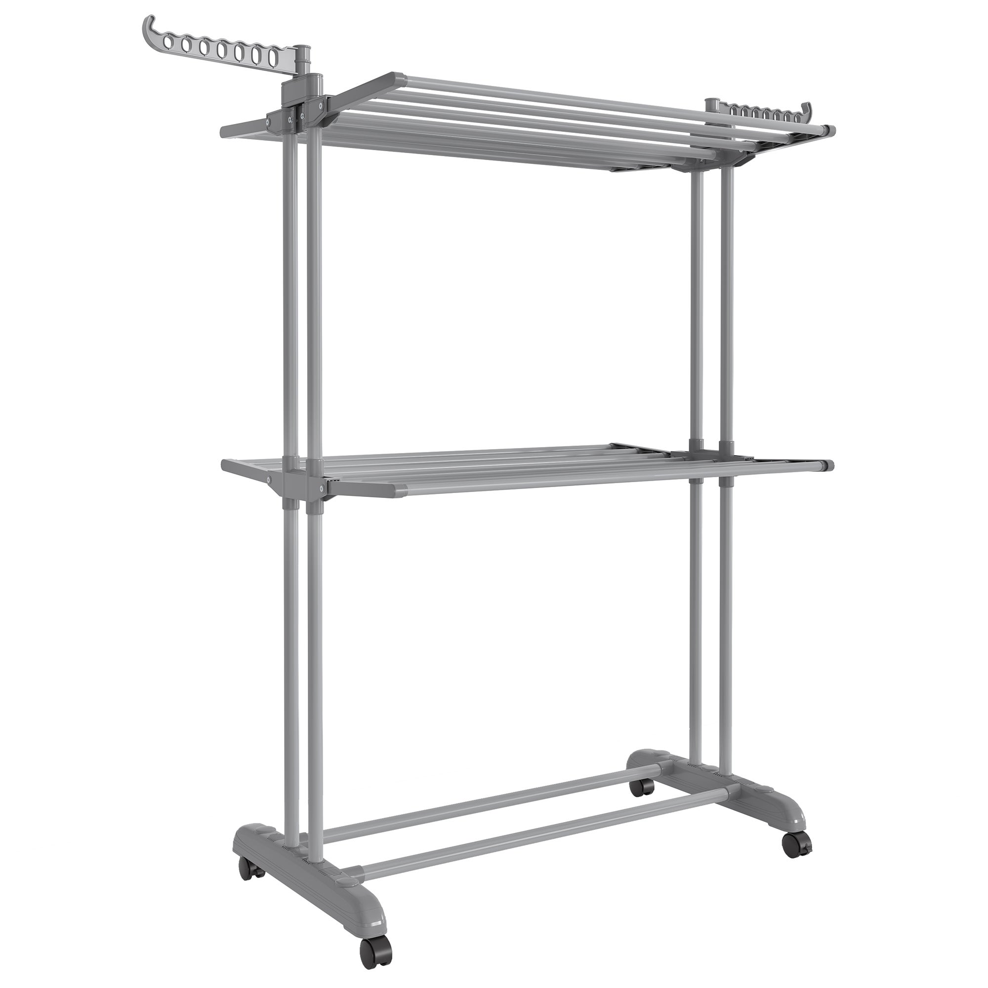Songmics Tendedero Plegable De 3 Niveles, Con Ruedas, Alas Plegables, 63,5 X 128 X 148 Cm, Gran Capacidad, Gris , Leroy Merlin