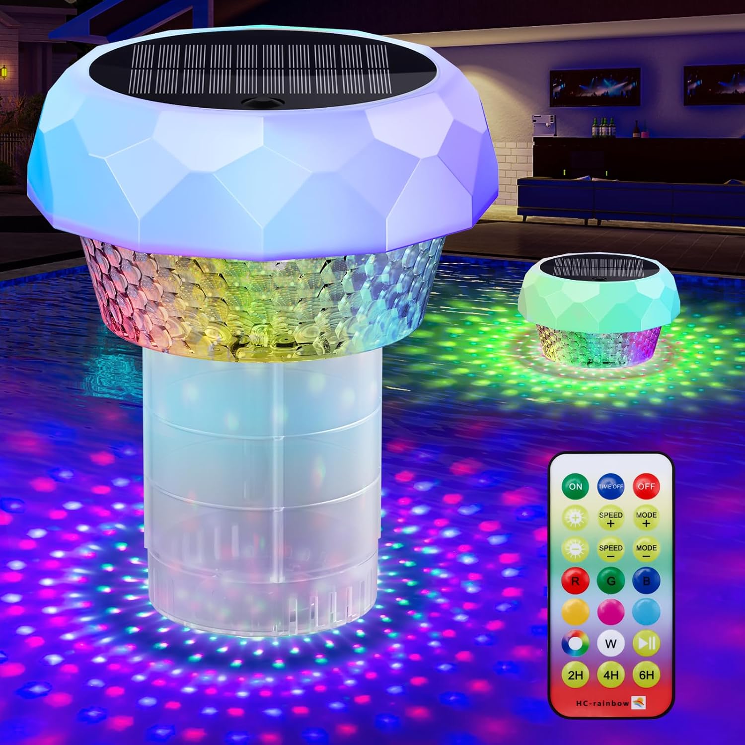 FineBud Galleggiante Solare Per Cloro 2025 – Con Luce Colorata LED, Erogatore A Flusso Regolabile, Per Piscina E Idromassaggio, Brevettato - 2