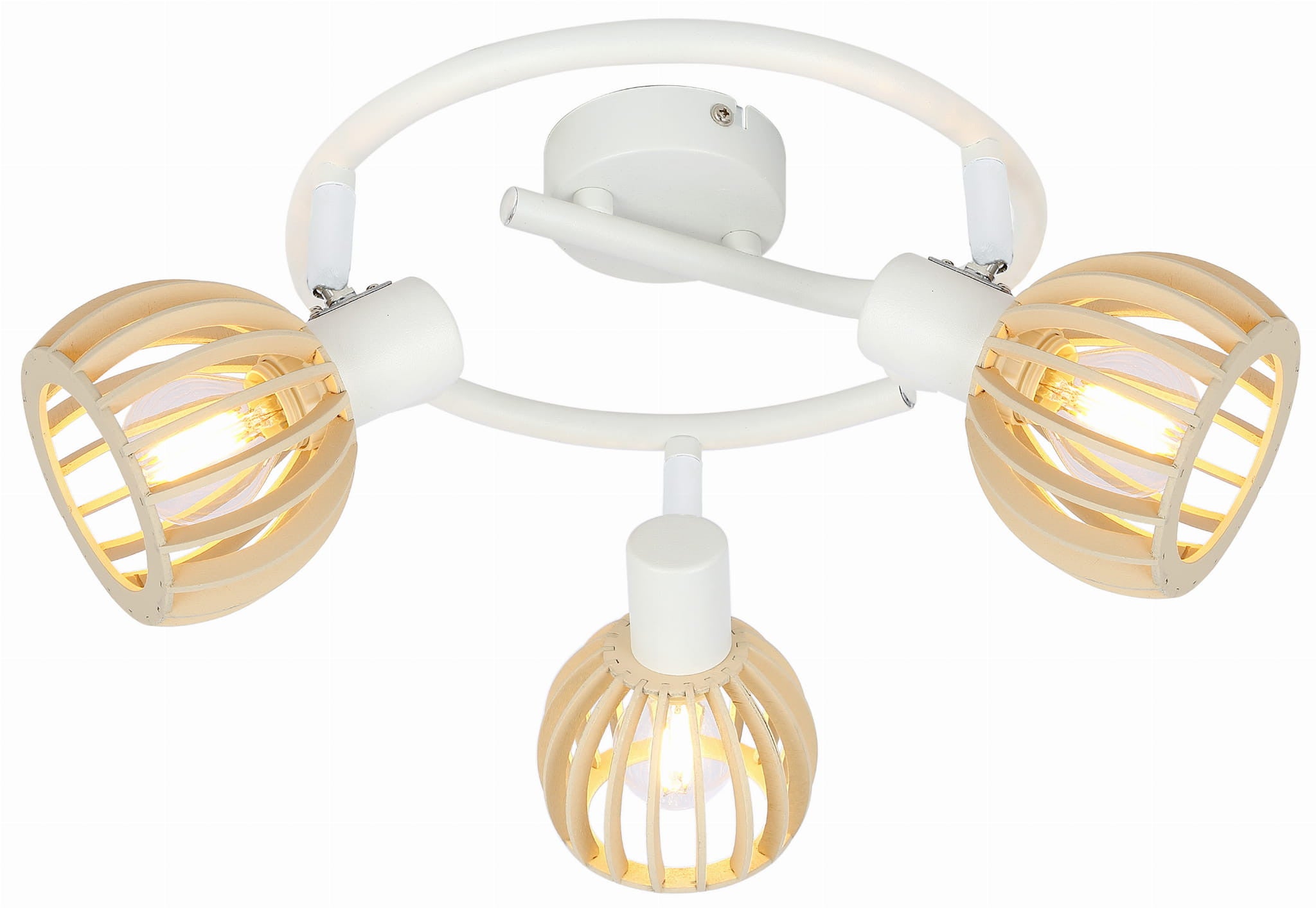 Lampa sufitowa wisząca Atarri biała jasne drewno 3xE14x25W wym: 18 x 44 x 44 cm metal Candellux