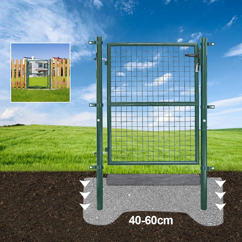 Portillon de Jardin Grillagé, en Acier Galvanisé, Clôture avec Serrure, Porte 150 x 100cm, Vert - 5
