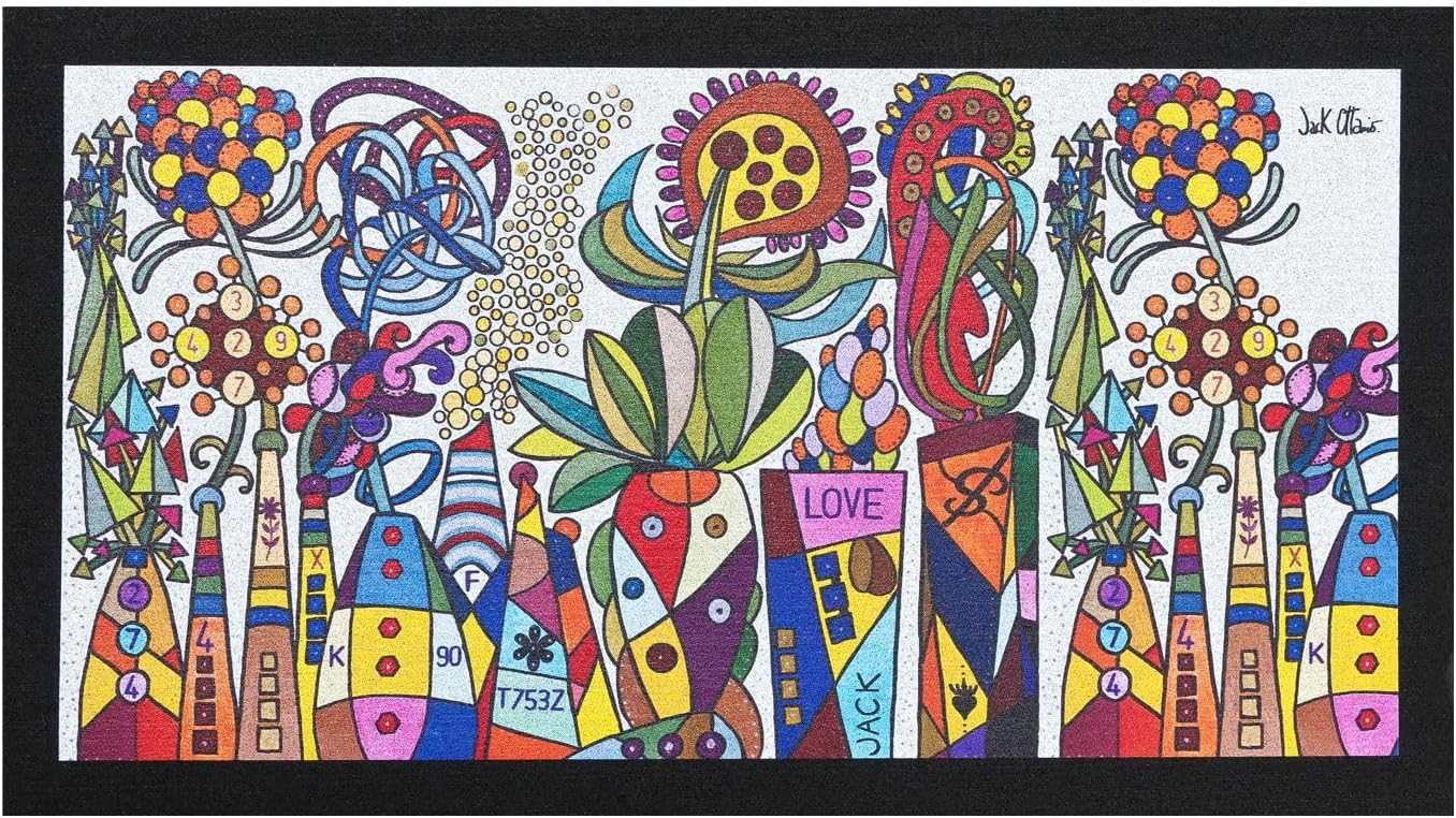 Felpudo de goma reciclado 40x70 cm sostenible antideslizante entrada casa rectangular pop art jack ottanio dib_plutone garden (h)