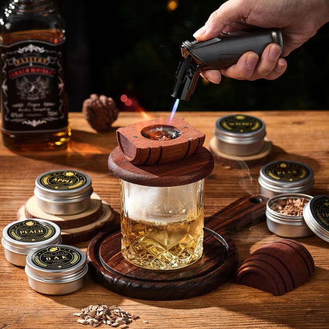 Kit Fumoir à Cocktail Avec 4 Copeaux En Bois, Cadeau De FêTe Des PèRes, Kit De Boissons à Whisky, Accessoires Pour Whisky, Boissons, Café, Bourbon, Viande Kit Fumoir à Cocktail Avec 4 Copeaux En Bois, Cadeau De FêTe Des PèRes, Kit De Boissons à Whisky, Accessoires Pour Whisky, Boissons, Café, Bourbon, Viande