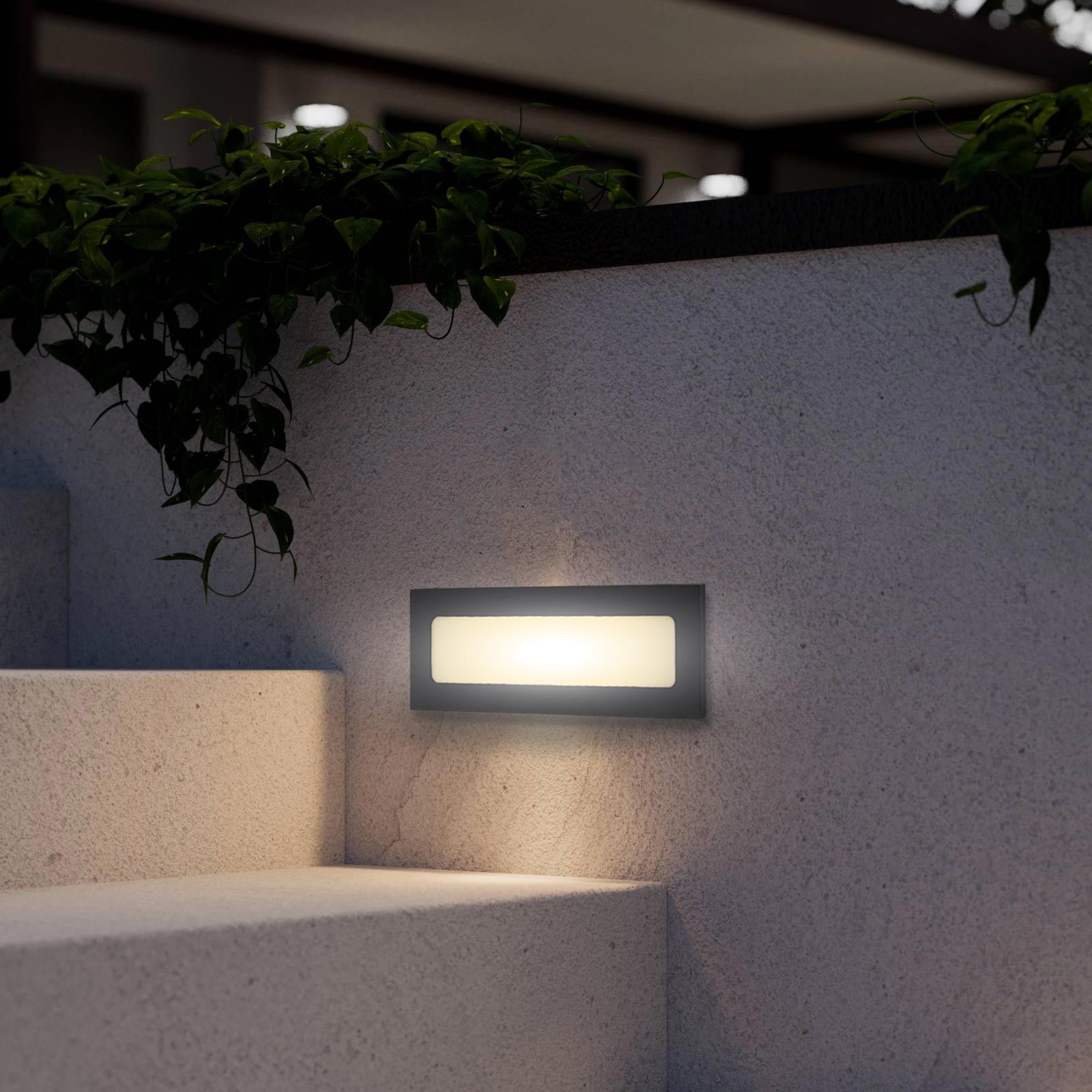 Projetor LED 6W CCT encastrado em parede retangular IP65 candeeiro de parede exterior moderno candeeiro de caminho de jardim 230V PRETO - 3