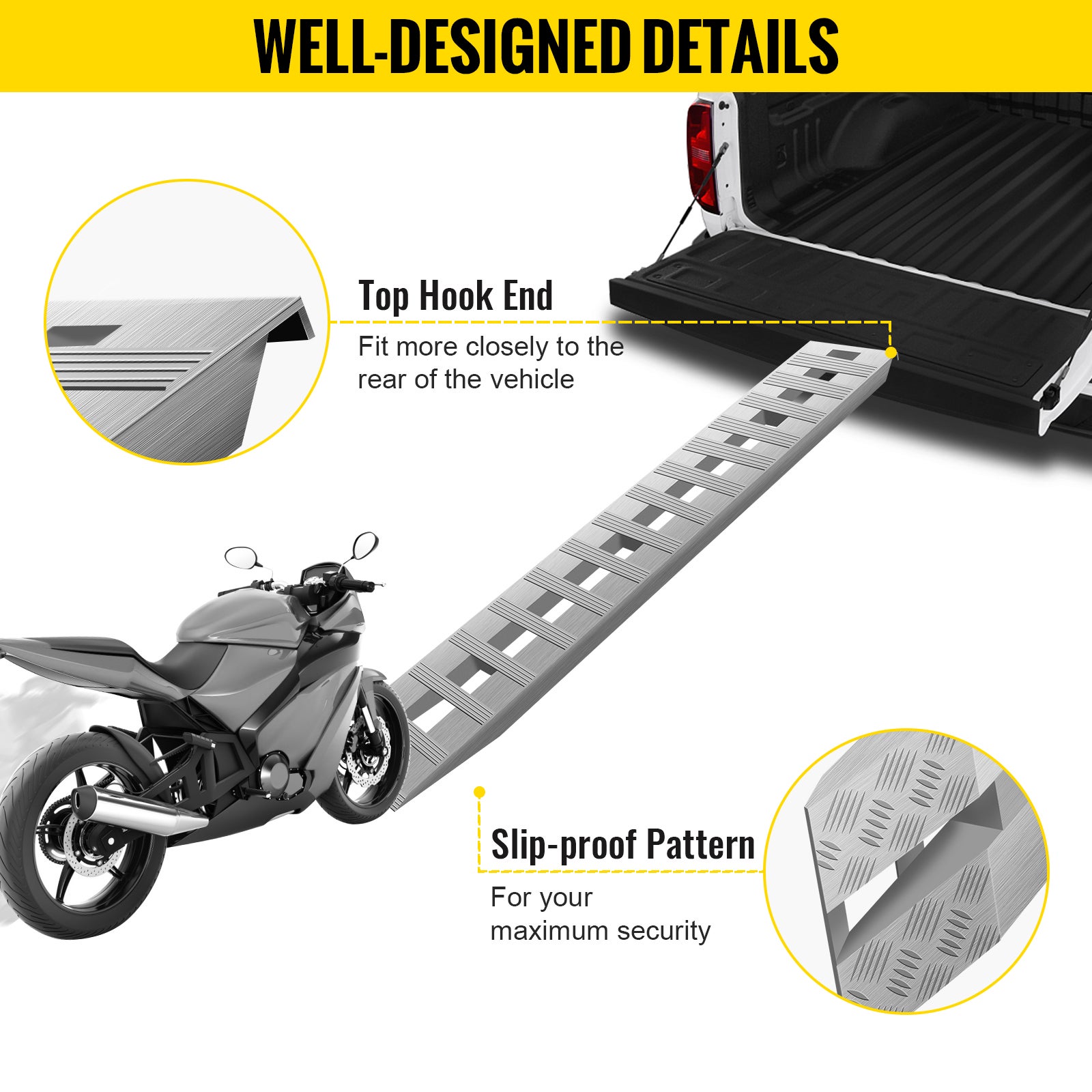 Rampes en aluminium SucceBuy 84 x 14 pouces,capacité de 6 000 LBS pour voiture,remorque,camion et VTT,1 paire (2 rampes) - 5