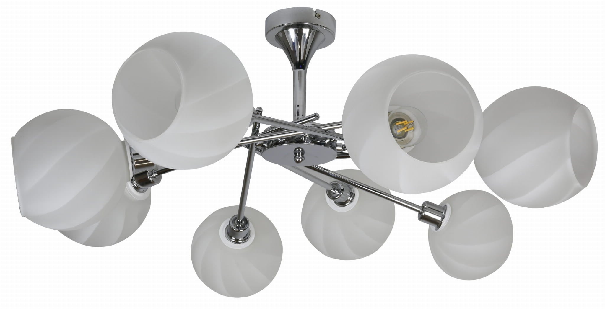 Lampa wisząca Raul chromowana biała 8xE14x40W wym: 34 x 74 x 74 cm metal Candellux