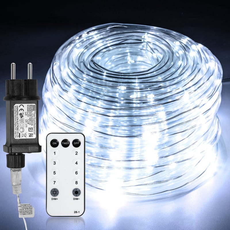 Guirlande lumineuse 10M 96 LED Bleu, 8 programmes, câble transparent Guirlande lumineuse 10M 96 LED Bleu, 8 programmes, câble transparent